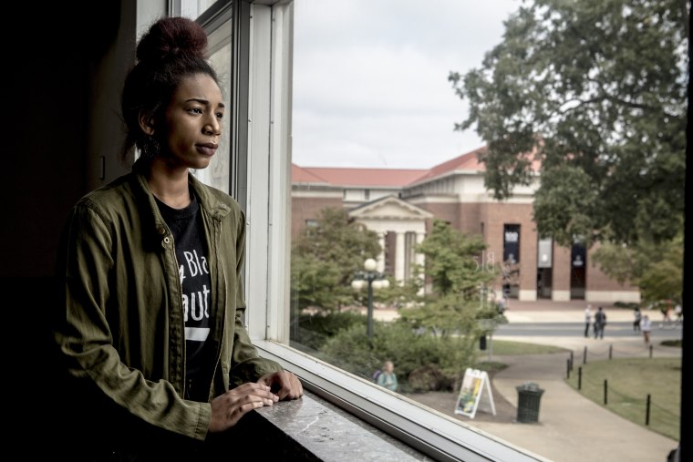 Image: Makala McNeil stands for a portrait at the University of Mississippi.