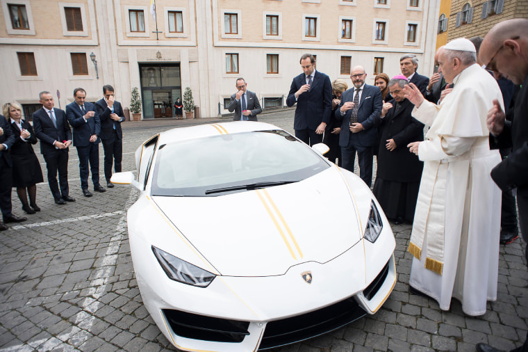 Image: Pope Francis blesses a Lamborghini