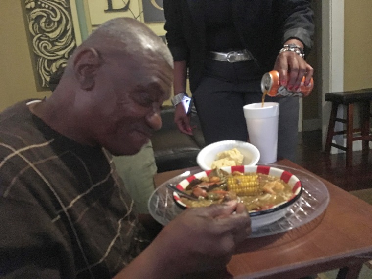 Image: Wilbert Jones's first meal of gumbo, the day after his release from prison.