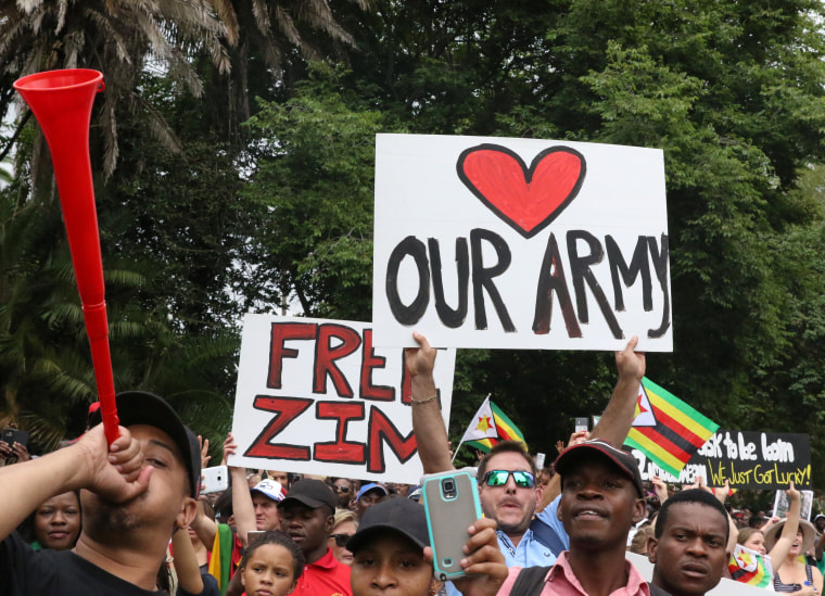 Image: Protesters take to the streets in Harare