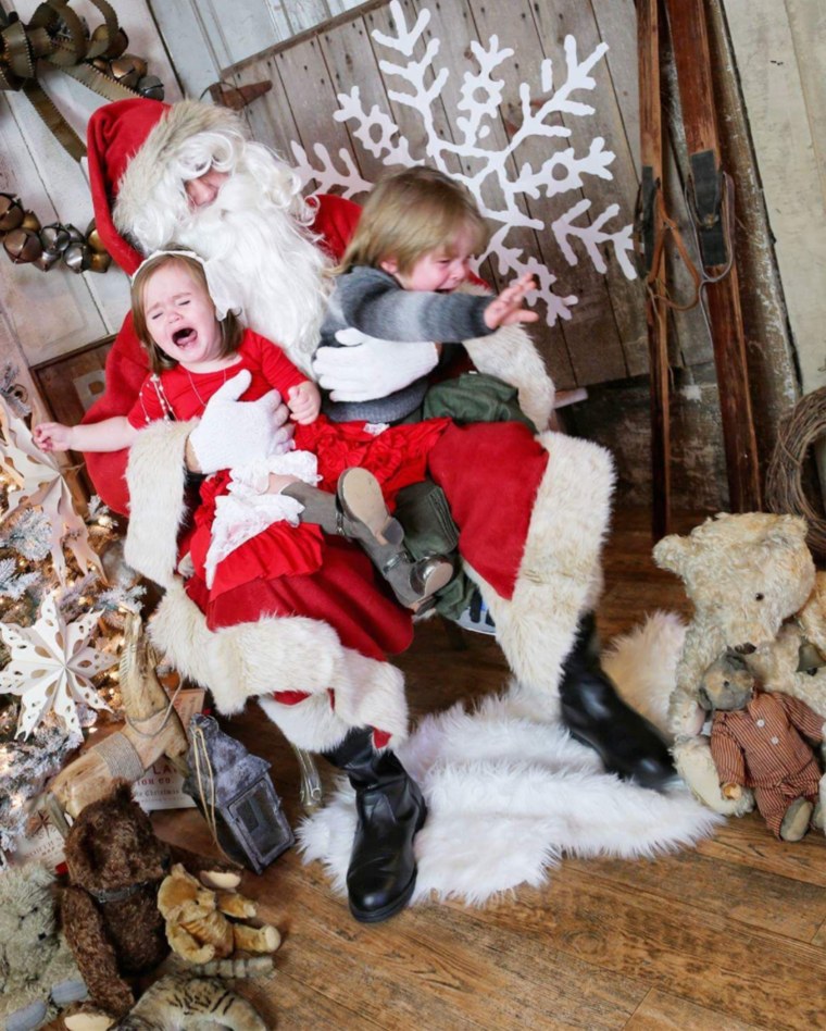 \"I love this photo more than any posed photo,\" Amber Gordon said of this image of her kids, Maylee and Joseph, with Santa.