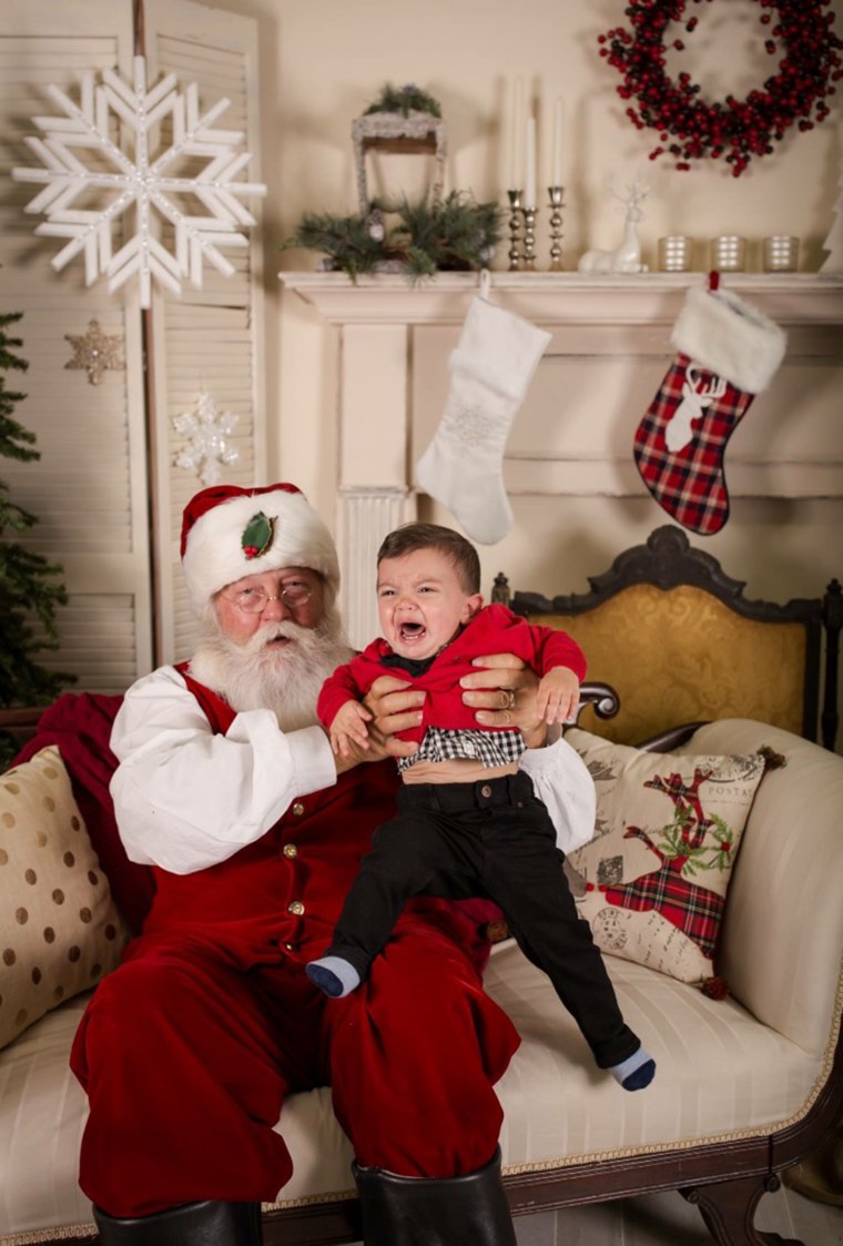 Kristi Caradonna says after this photo of her son, Connor, was taken, he punched Santa in the face hard enough to break his glasses.