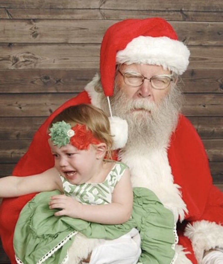 \"A picture is worth 1,000 words,\" said Jessica Noble about this photo of her daughter, Ava, with Santa. \"My child hates Santa Claus but its okay. Better luck next year!\"