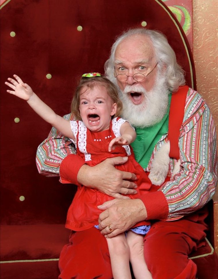 Erica Jones says her daughter, Emmeline, has always been a \"flight risk\" when it comes to photo with Santa.