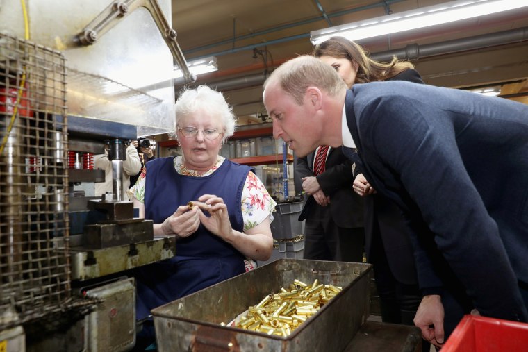 Britain's Prince William and Catherine Duchess of Cambridge visit Acme Whistles in Birmingham