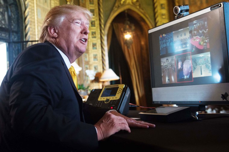 Image: U.S. President Donald Trump thanks members of the U.S. military via video teleconference on Thanksgiving day
