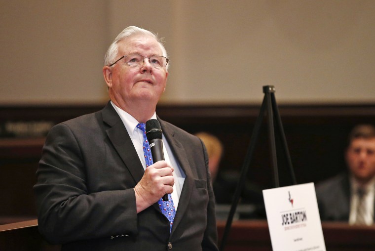Image: GOP Rep. Joe Barton Holds A Town Hall Meeting In Mansfield, TX