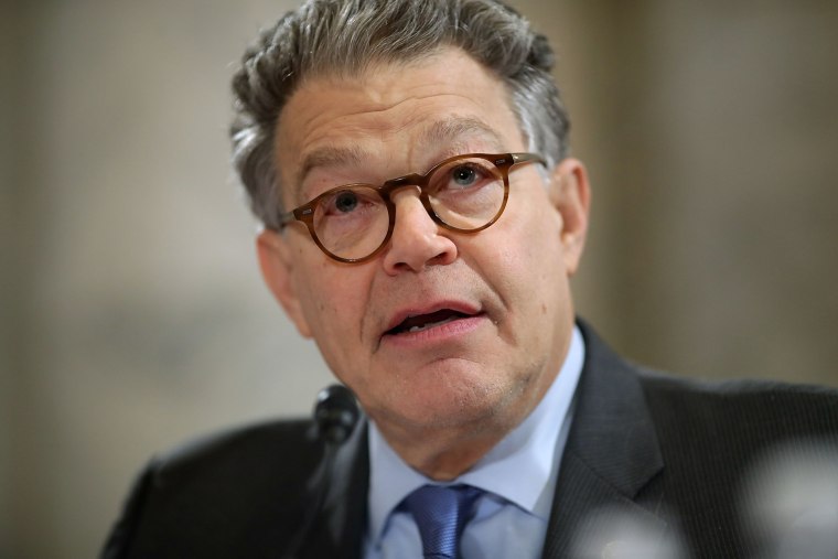 Sen. Al Franken asks a question during Jeff Sessions' confirmation hearing