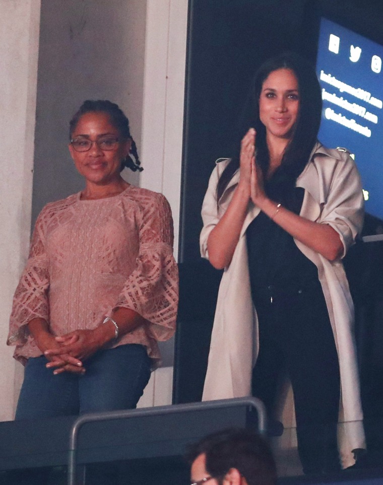 Image: Meghan Markle, girlfriend of Britain's Prince Harry watches the closing ceremony for the Invictus Games in Toronto