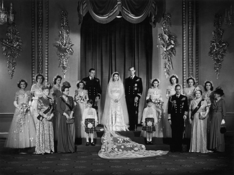 Princess Elizabeth, future queen of England, at her wedding to Philip Mountbatten