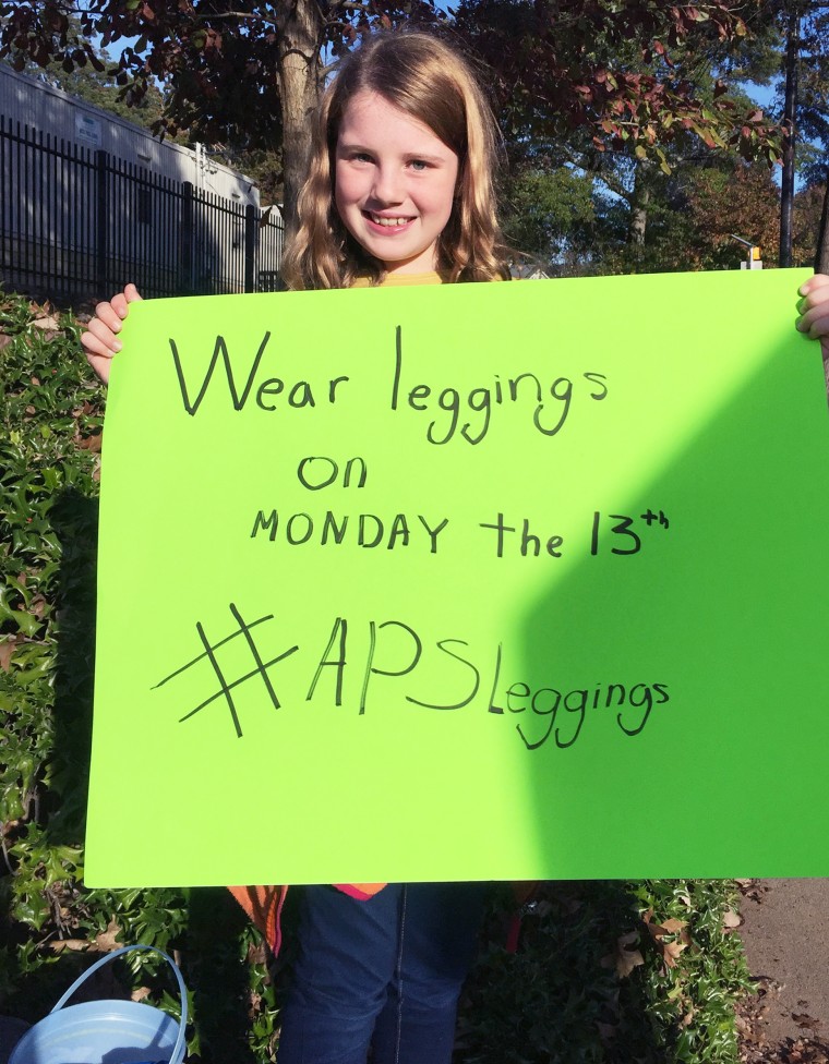 Falyn Handley, 10, is trying to change her school district's student dress code policy on leggings in Atlanta.