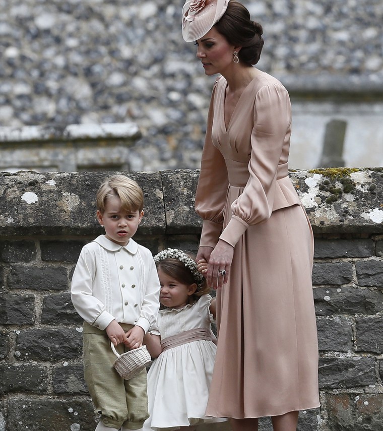 Princess Charlotte and Prince George with their mom, Kate, Duchess of Cambridge