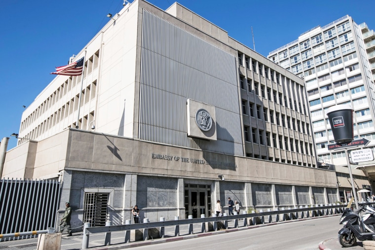 Image: Exterior of the US Embassy building in the Israeli city of Tel Aviv