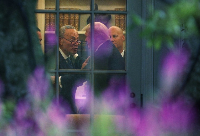 Image: Schumer makes a point to President Donald Trump