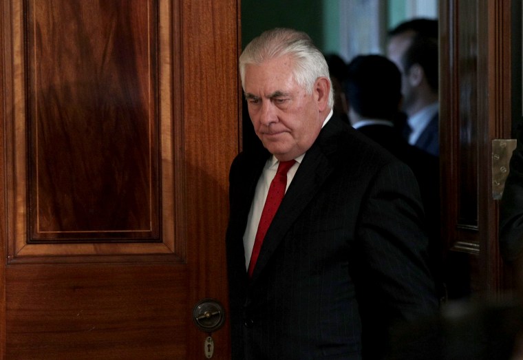 Image: U.S. Secretary of State Rex Tillerson arrives at a joint news conference in the East Room of the White House Sept. 7, 2017 in Washington, DC.