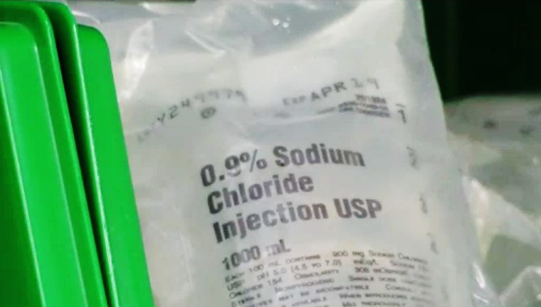 Image: Saline solution bags used in hospitals.