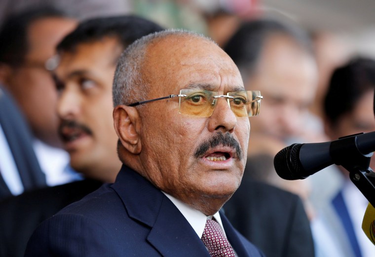 Image: FILE PHOTO: Yemen's former President Ali Abdullah Saleh addresses rally held to mark the 35th anniversary of the establishment of his General People's Congress party in Sanaa
