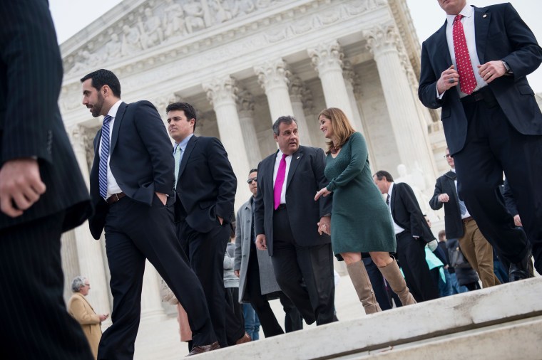 Image: Christie and his wife leave the Supreme Court