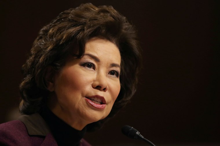Image: Elaine Chao testifies before a Senate Commerce Science and Transportation Committee confirmation hearing