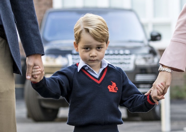 Image: Prince George arrives for his first day of school in London in September.