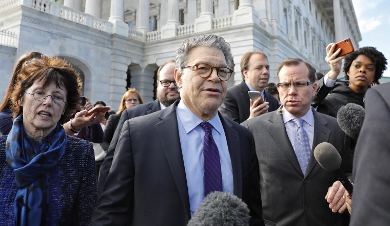 Image: U.S. Senator Franken departs the U.S. Capitol after announcing his resignation in Washington