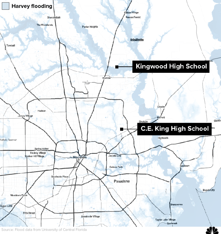 Graphic: Map locating Kingwood High School and C.E. King High School