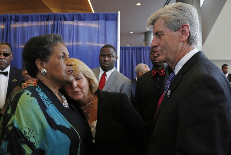 Image: Deborah Bryant, Phil Bryant, Myrlie Evers-Williams