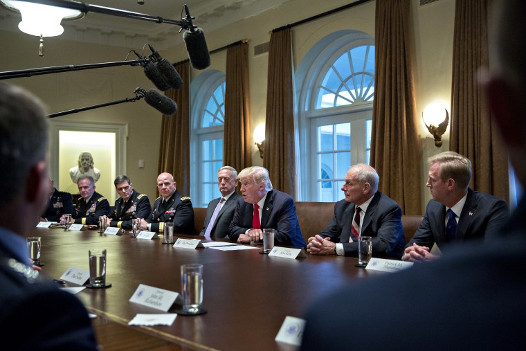 President Trump Participates In Briefing With Senior Military Leaders
