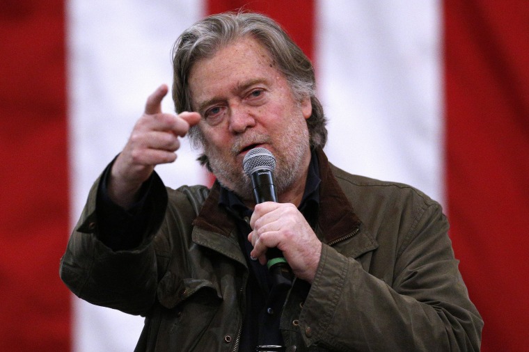 Image: Former White House Chief Strategist Steve Bannon speaks during a campaign rally for Republican candidate for U.S. Senate Judge Roy Moore in Midland City