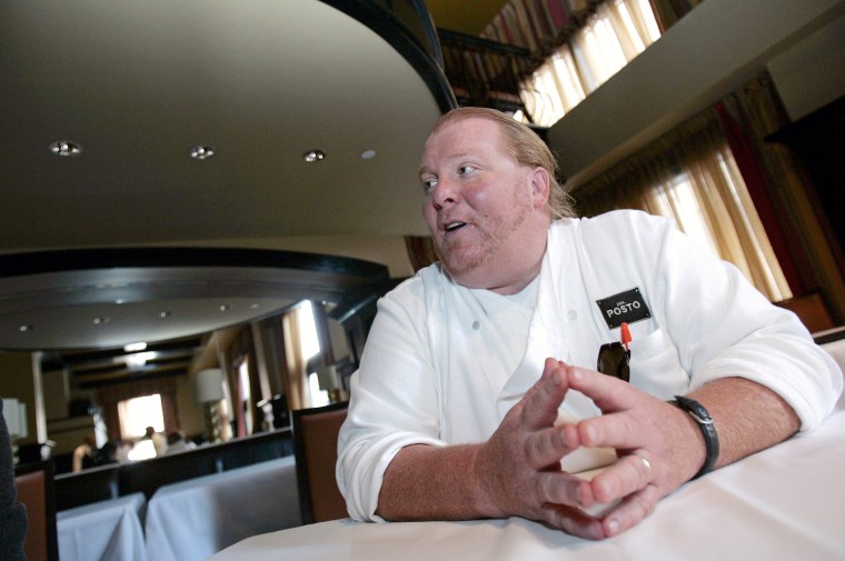 Image: Celebrity chef Batali talks during an interview with Reuters at his latest restaurant, Del Posto, in New York