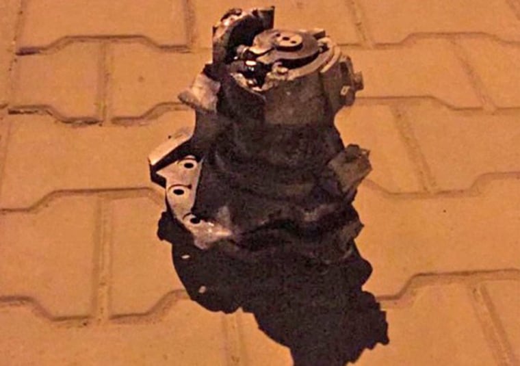 Image: This photo was widely circulated in Arab media, which described it as an image of debris from an alleged Iranian-made missile fired at Riyadh, Saudi Arabia from Yemen.
