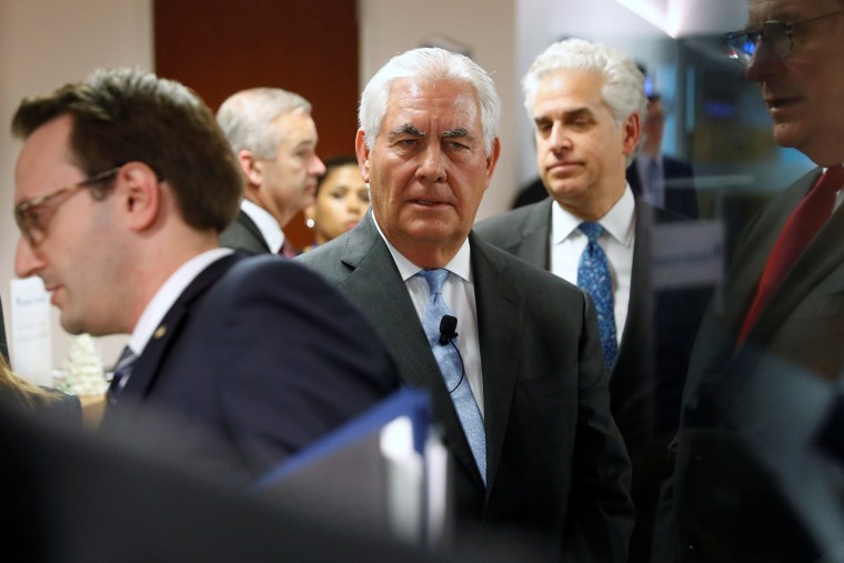 Image: Secretary of State Rex Tillerson arrives to deliver remarks on the U.S.-Korea relationship during a forum at the Atlantic Council in Washington