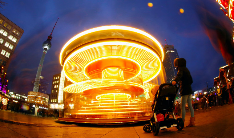 Image: A carousel is pictured at Alexanderplatz square in Berlin