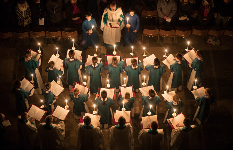 Image: The Darkness To Light Advent Procession Is marked At Salisbury Cathedral