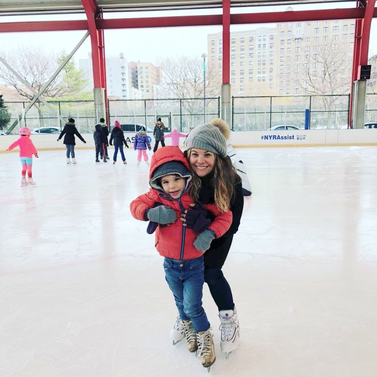 Rebecca Soffer and her son, Noah, go ice skating, a holiday tradition Rebecca used to do with her own father.