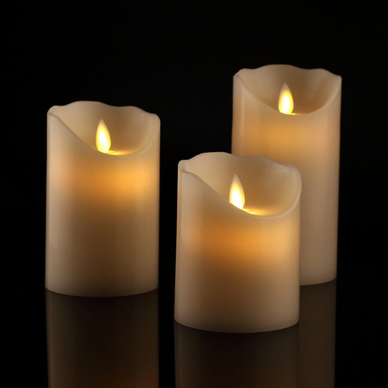 set of three off-white pillar candles