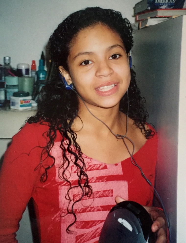 She kept her hair long as a child to manage the volume. 