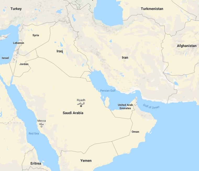 Image: Map of Saudi Arabia and Iran