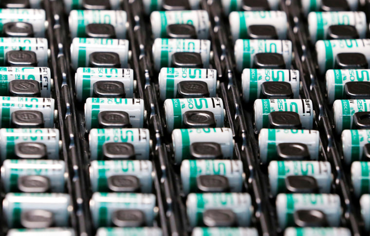 Image: Lithium-ion batteries are pictured at the production site of Saft Groupe, battery specialists, in Poitiers