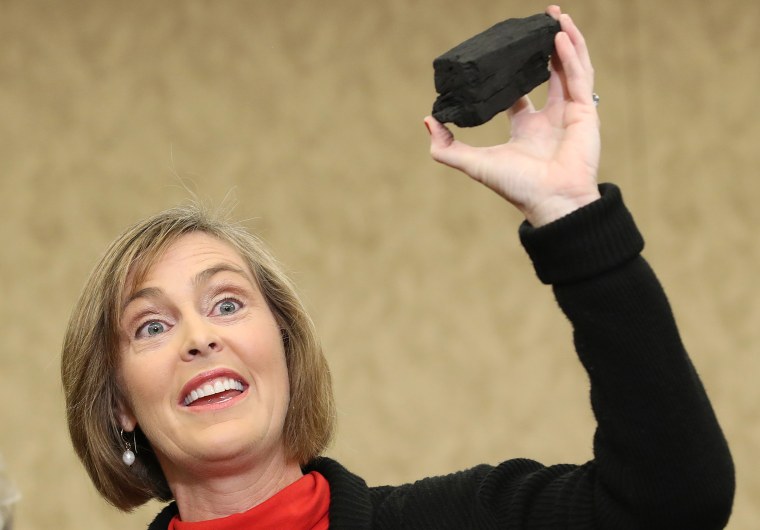 Image: Rep. Kathy Castor holds up a symbolic piece of coal