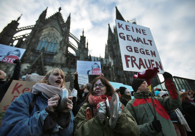 Image: People demonstrate against racism and sexism in Cologne