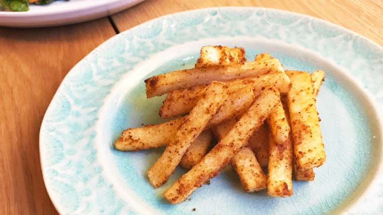 Crispy jicama fries are a healthier alternative to regular potato french fries.