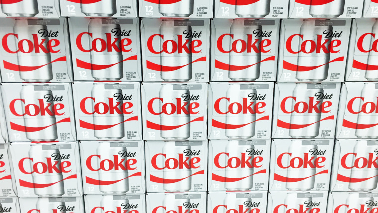 SPENCER , WISCONSIN, March,22, 2016  Cases of Diet Coke on display on a grocery store shelf   Coca Cola is an American based company founded in 1886; Shutterstock ID 394467601; Purchase Order: -