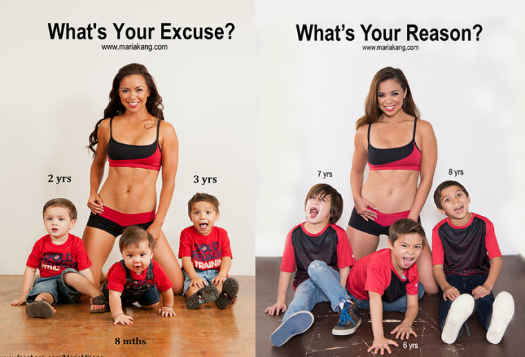"Fit mom" Maria Kang, who came under intense scrutiny five years ago for posting a "What's your excuse?" photo on social media is tweaking her message.
