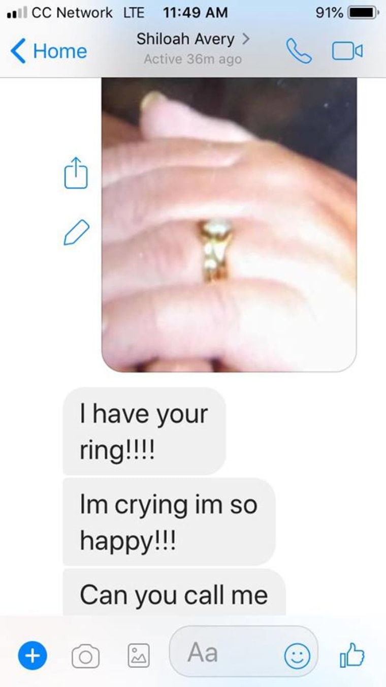 Facebook message Instant Pot lost wedding ring