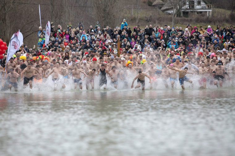 Image: Annual New Year's Swim in Szigliget