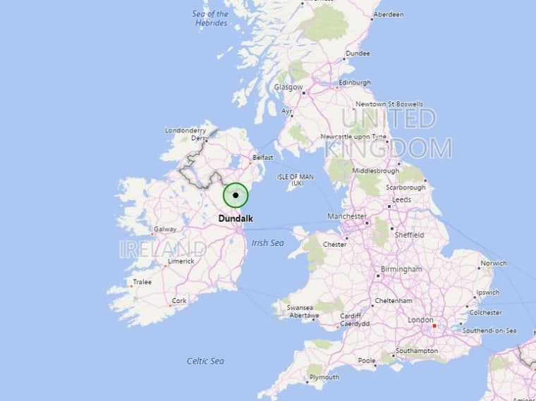 Image: Map showing Dundalk, Ireland