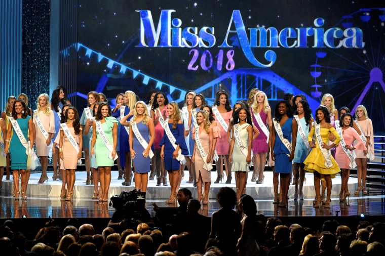 Image: Contestants compete in the Miss America competition in Atlantic City