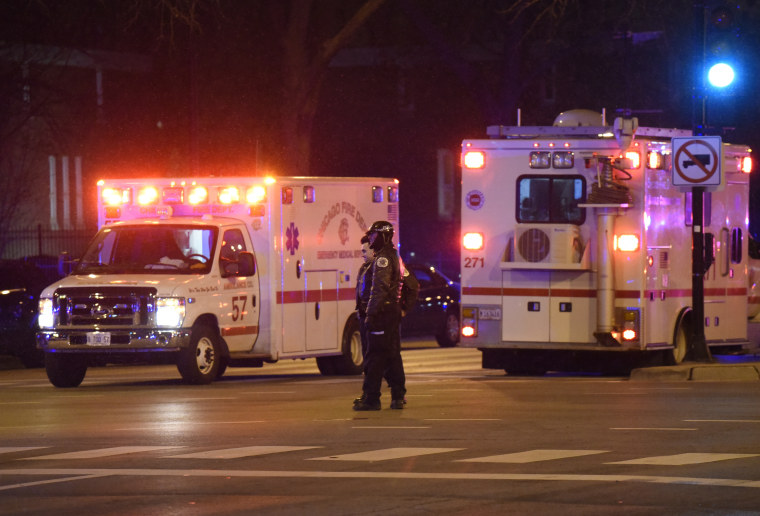 Chicago Police work the scene after a gunman opened fire at Mercy Hospital on Nov. 19, 2018.