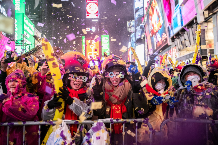 Image: Revelers celebrate New Year's Eve in Times Square in Manhattan